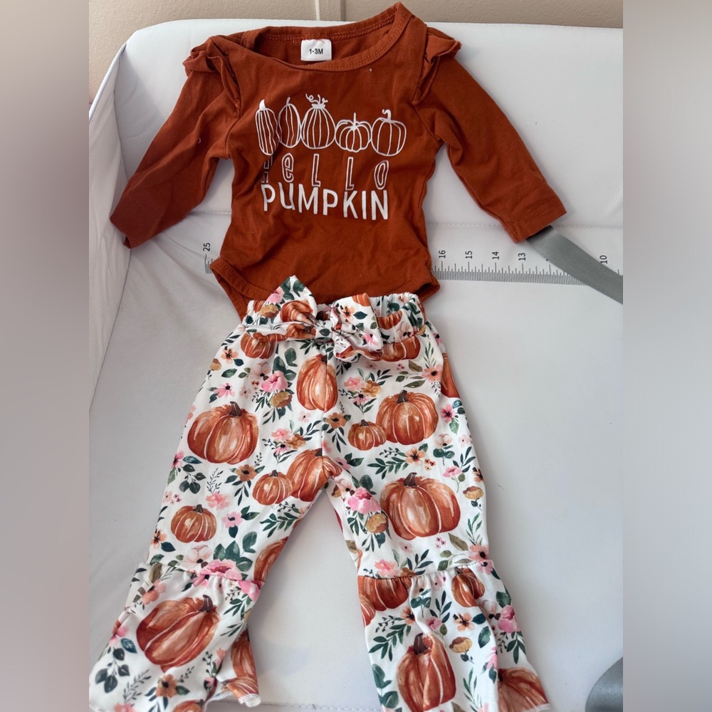 Hello pumpkin baby girl outfit